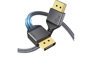 Kabel DisplayPort 1.4 Maxonar [certyfikat VESA] 0,5m/50CM DP1.4 8K@60Hz HBR3 4K@60Hz/144Hz/120Hz 5K@60Hz 2K@165Hz/240Hz obsługa FreeSport ync g-s ync HDR10 Display Port do monitora gamingowego