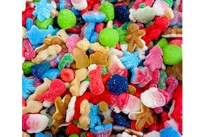 SLJ PARTY BAGS AND POCKET MONEY TOYS Large Resealable Pouch of Christmas Jelly Festive Treats - Christmas Sweets Mix full of Retro Xmas Jelly Pick N Mix Candy Sweets