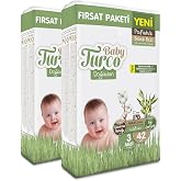 Baby Turco Doğadan Ekonomik Fırsat Paketi Pofuduk Bebek Bezi 3 Numara Midi 84 Adet