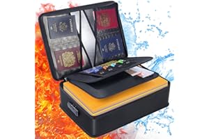 KeeQii Fireproof Document Box, 3-Layers Fireproof Document Bag, 16.1''x11.4''x4.7'' Important Document Storage with Lock, Fireproof Storage Box for A4 Document, Passport, Certificates and Valuables