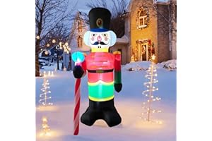 EXPOREE Decoraciones de Navidad Inflable Soldado Cascanueces, 210 cm, 7 pies, Blow Up Xmas Decoraciones Inflables con Luces LED, Patio al Aire Libre Jardín Césped Decoraciones de Invierno