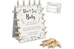 BABY SHOWERED UK Baby Shower Games – DON’T SAY BABY – 20 Players | Clothes Peg Baby Shower game | Table Decoration | Winner Prize included for boy, girl, neutral/unisex baby shower party | Gender Reveal