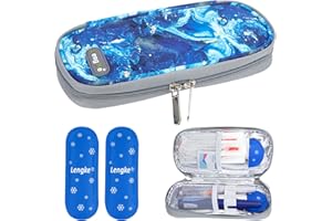 YOUSHARES Insulin Pen Case - Monjaro Travel Case with 2pcs Ice Packs for Diabetic Supplies, Injection Cooler Travel Case Keep Medicine Cool While Traveling (Quicksand Blue)