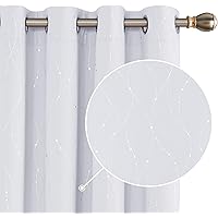 Deconovo kinderzimmer Blickdicht Verdunklungsvorhänge 114x132 Grau Weiß cm 2er Set