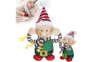 Wikay Jouet en Peluche Noël Qui Parle 38cm/14.96 Pouces Répète Ce Qu on Dit Parlant Peluche Cadeau De Noël Amusant pour Les Enfants Et Décoration De Poupée Musicale Ornements de Noël de Table