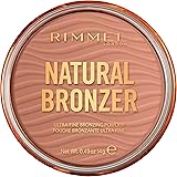 Rimmel Natural Bronzer bronzer do twarzy z rozświetlającymi drobinkami, naturalny efekt muśniętej słońcem skóry, miękka i ult