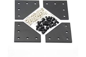 Befenybay 4PCS/Set Corner Bracket Plate with 20PCS M5x8mm Screws and 20PCS M5 T Nuts, 5-Hole Tee Outside Joining Plate for 2020 Series Aluminum Profile 3D Printer Frame (Black L-4 with Screw)