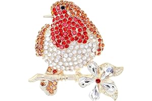 FILOEEX 1 Pcs Robin Brooch, Elegant Robin Brooch Pin Badges for Women, Rhinestone Robins Gifts, Christmas Brooches Pin Robins for Mother's Day, Valentine's Day, Birthday & Holiday Parties Christmas New Year