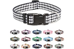Mercano Adjustable Dog Collar - Special Design Patterns, Soft Nylon Comfortable Durable Pet Collar for Small Medium Large Dogs (S, Rhomb)