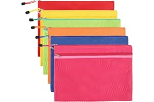 OFFICESWIFT Bolsas de tela Oxford A4 impermeables con cremallera, bolsas con cremallera, bolsillo para documentos para suministros de oficina, accesorios de viaje (6 unidades, 6 colores)