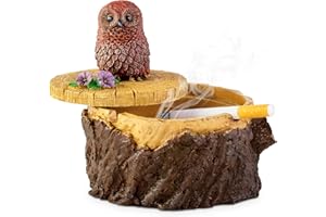 Grovind Zigaretten Aschenbecher mit Deckel Netter Harz Eulen Aschenbecher für drinnen und draußen