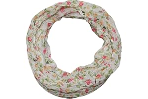 beybey® Damen Seide Loop Schal mit Blumenmuster - wunderschön und fein - Seidenschal - Loop Schal Damen - Schlauchschal Damen