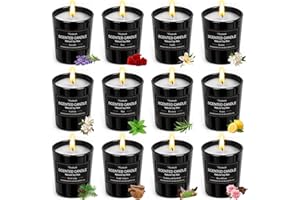 FONTOEN Duftkerzen im Glas, Weihnachten Duftkerze Geschenkset für Frauen, 12 Düft Duftkerze Set mit 180Std Langer Brenndauer, Sojawachs Kerze im Glas Kleine Geschenke für Frauen Kollegen Geburtstag Muttertag