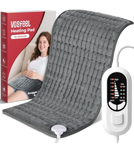 Termoforo Elettrico 84x43 Cm – 6 Livelli Calore, 4 Timer, Riscaldamento Rapido, Spegnimento Automatico, Lavabile, Per Schiena, Spalle, Addome