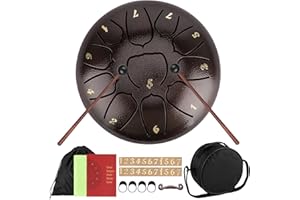 DICLLY Tambor de Lengüeta de Acero de 6 Pulgadas y 11 Tonos, Hendidura Tongue Drum Instrumento de Percusión Handpan con Bastones y Bolsa de Viaje para Yoga,Meditación,Alivia el Estrés
