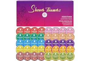 MR MIRYE Vapeurs de douche Aromathérapie pour les femmes, 40 PCS biologiques avec Rose Lavande Menthe Pastèque Eucalyptus Camomille Citron Romarin Pamplemousse Orange, Bombe Douche Set Cadeau