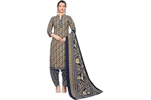 Rajnandini Salwar-Anzug, Baumwolle, bedruckt, gebrauchsfertig, Marineblau (Readymade_RW5171-P)