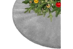KONVINIT Weihnachtsbaumdecke Grau Plüsch Christmasbaumdecke Glitzer Kunstfell Weihnachtsbaumteppich Rund Weihnachtsbaum Rock Tannenbaum Decke,78cm/90cm/122cm