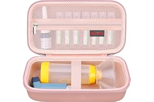 Elonbo Funda Portátil para Inhalador de Asma, Espaciador para Inhalador para Niños y Adultos, Mascarillas, Estuche para Inhalador y Bolso Organizador de Viaje para Asma, Oro Rosa (Solo la Funda)
