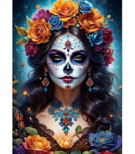 Kit Diamond Painting 5D Scheletro 30x40 Cm – Completo Di Tela, Diamanti E Strumenti – Fai Da Te Per Decorazione Parete