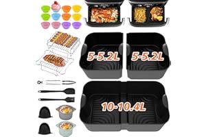 Pietuley 29 Pcs Accessoire Air Fryer pour Ninja Foodi Flex 10,4 L AF500EU COSORI 10L, Moule Silicone Air Fryer pour Ninja AF500EUCP, Accessoires Air Fryer Ninja 10.4L, Plat pour Ninja Max AF500EU