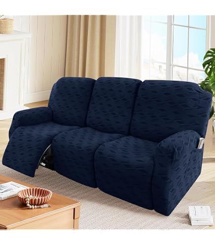 WJHDWYD Housse de Fauteuil Relax Extensible 2 Places, Housse de Fauteuil Relax Inclinable Electrique avec Poche, 6 Pièce Lavable Protege de Meubles pour Canapé Inclinable(F