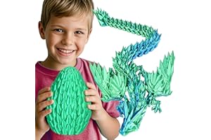 Olee Odee 3D gedruckte Drachen Eier mit beweglichem Drachen Sammler Figuren Fidget Spielzeug für Erwachsene Kinder Geburtstags Oster Regal Dekoration Aquarium,Seiden Grün,L (H: 18 cm)