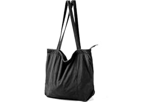 AURUZA Corduroy Totes Bag Extra Large Capacity Handbags Shoulder Bags with Zipper Cord Tote Bag for Women Ladies Girls Casual Shopping Bag for Work School College Daily Use