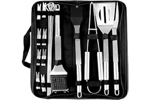 Coocnh 20pc Heavy Duty BBQ Grill Tool Set in Case - The Very Best Grill Gift on Birthday Wedding - Professional BBQ Accessories Set for Outdoor Cooking Camping Grilling Smoking