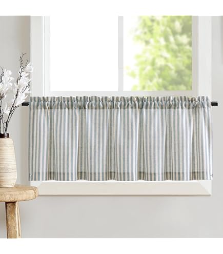 Lot De 2 Rideaux Brise-bise Transparents 90x60 Cm - Œillets, Design Rayé Beige, Pour Cuisine, Salle De Bain, Petite Fenêtre