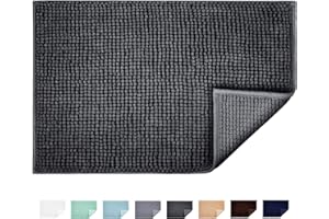 JARITTO Tapis de Bain Antidérapant Absorbant Tapis de Salle de Bain pour Sortie de Douche Baignoire Toilette Cuisine en Microfibre Chenille Lavable en Machine 40 x 60 cm (Gris Foncé)
