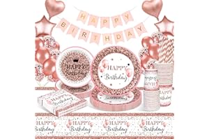 yosiio Geburtstag Partygeschirr Set, Pappteller Kindergeburtstag Set, Party Geschirr Geburtstagsdeko Mädchen mit Luftballons Happy Birthday Servietten Tischdecke Teller Becher für Babyparty 16 Gäste