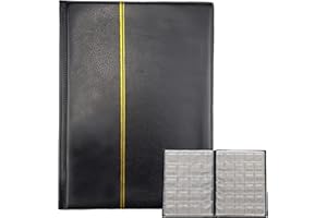 HAUTSTORE Album della Collezione di Monete, Album per Monete da 250 Tasche, Album per Raccolta Monete 10 Pagine, Raccoglitore per Collezione di Monete, Portamonete da Collezione, Raccoglitore Monete (Nero)