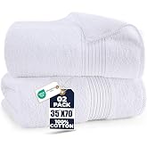 Utopia Towels Large Bath Towels Pack of 2 (180x90 cm) White | Ring Spun Cotton, Soft &amp; Lightweight: extra large, highly absor