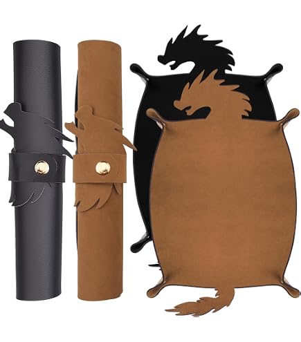 2 Tapis à Dés Enroulables – Cuir PU, Feutrine, Fermeture éclair – Pour D&D, RPG Et Jeux De Société