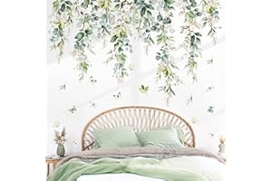 wondever Pegatinas de Pared Hojas Verde Tropicales Adhesivos Pared Decorativos Plantas Colgantes Flores Vinilos Pared para Dormitorio Salón