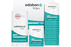 ‎ODABAN ANTIPERPSPIRANT odaban® Set – Deo Stick & Wipes – kombinierter Geruchs- & Schweißschutz für Alltag & unterwegs – ideal für Achseln, Hände & Füße – sanft, wirksam & für Männer und Frauen geeignet