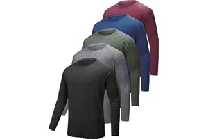 Långärmad t-shirt herr, 3/5/7 multipack gym löpning t-shirts snabbtorkande & UPF50+ UV solskydd t-shirts, vanlig smal passform män atletiska t-tröjor träningstoppar för utomhus inomhus inomhus