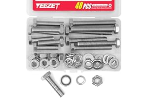 YEEZET M10 Tornillos Acero Inoxidable 304 Tornillo Cabeza Hexagonal Hexágono Externo Pernos Tornillo Hexagonal Pernos y Tuercas Arandelas