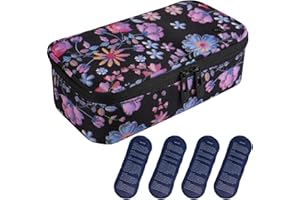 ‎ALLCAMP OUTDOOR GEAR ALLCAMP Diabetikertasche Kühltasche Insulin Tasche für Diabetes Spritzen,Insulininjektion und Medikamente + 4 Kühlakkus Blumenmuster