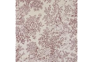 Kt KILOtela - Tela Loneta Estampada, Decoración, Tapizar, Cojines, Manteles, Cortinas, Colchas, Bolsos, Manualidades, 300 cm Largo x 280 cm Ancho, Romántico, Toile Jouy, Granate, Crudo - 3 Metros