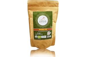 NAHOM Feuilles Mobiles De Thé Masala Chai De L'inde | 50 Tasses, Mélange De Thé Noir, Cannelle, Cardamome, Poivre Noir | Thé Masala Épicé | Chai Latte Adapté 25 sachets de thé