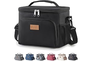 Lifewit Insulated Lunch Bag for Men, Thermal Lunch Box for Women Cool Bag, Reusable Leakproof Lunch Tote Bag with Adjustable Shoulder Strap for Adult for Work/Picnic/Beach, Black, 9L 12 Can