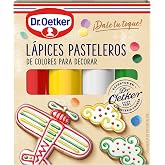 DR. OETKER - 4 L&aacute;pices Pasteleros de Colores, para Reposter&iacute;a, Color Amarillo, Rojo, Verde y Blanco, Decorar Tartas, Galletas