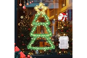 GlobaLink Árbol de Navidad de Pared Plegable con Luce a 110 LED, Árbol Decoración Navideña Creativo Único de Colgar en Muro para Navidad Hogar Oficina Apartamento Partes, Luces Blanca Cálida, 76 CM