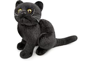 lilizzhoumax Gatto Nero Peluche 28cm/11”, simulazione simpatico giocattolo Gatto Animale di Peluche, morbido Peluche Bambole Animali Selvatici, Regalo per Bambini e Amici