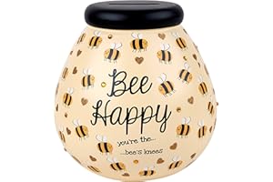 Pot of Dreams Hand Painted Honey Bee Happy Funds Kids Save And Smash Handcrafted Ceramic Money Box | Eco Freindly & Recyclable Piggy Bank | Decorative Gift and Save for New Toys & Video Games