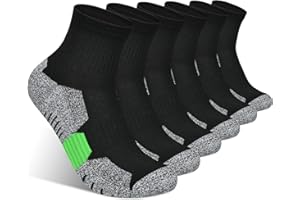 ARFNKIM Mens Socks 6 Pairs, Anti-Blister Running Athletic Socks Cushion Work Sock Wear-Resistant Breathable Hiking Trekking Walking Cycling Sports Socks