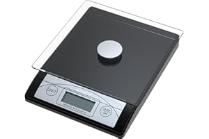 Genie 3623 EDS Balance à courrier et de cuisine graduée de 1 g à 5 kg en plastique résistant avec plateau de verre et écran digital Noir