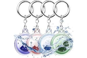R-fun Airtag, custodia per Apple Airtag, 4 pezzi, con portachiavi, per collare per cani, portafoglio, bambini, chiavi, antigraffio e impermeabile IP7 (4 colori), nero, Blu Verde Rosa Viola